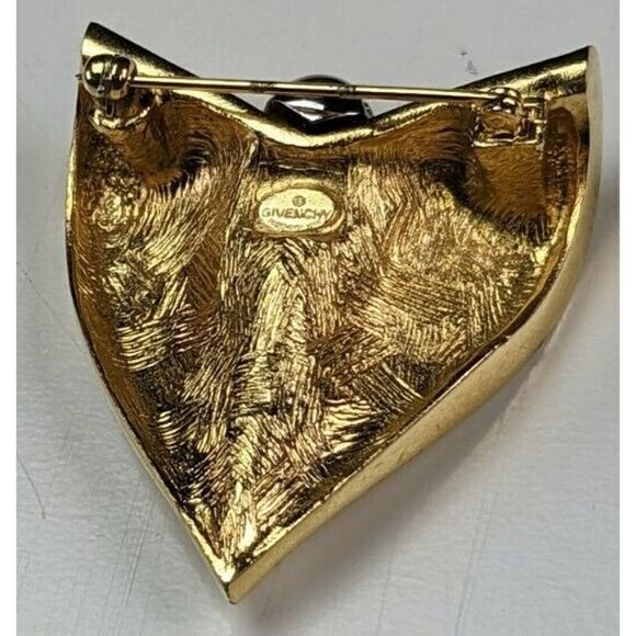 Signed GIVENCHY Goldtone‎ White Enamel Figural WINGS Shape Large Pin Brooch - Picture 2 of 5